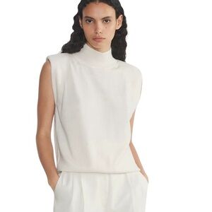Aritzia Babaton Council Merino Sweater Vest Size Large Cream Sleeveless